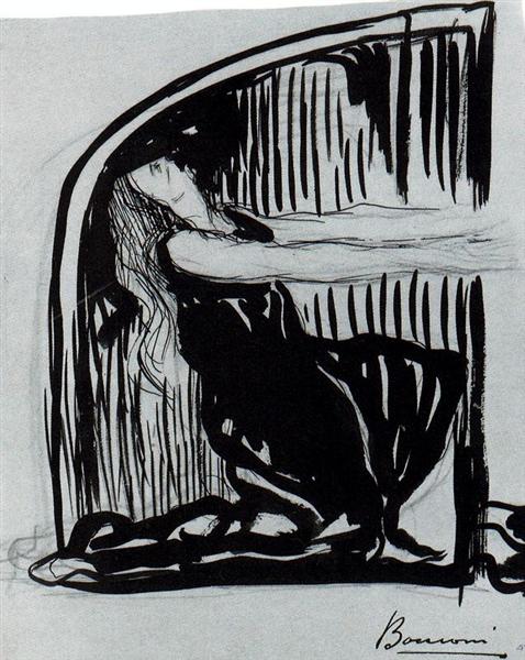 Kneeling Allegorical Figure - Umberto Boccioni
