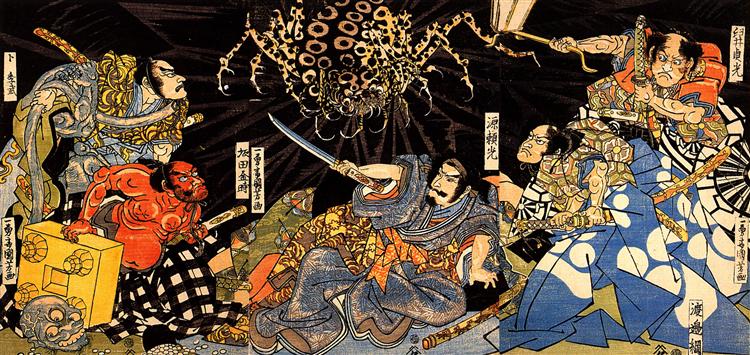 Raiko tormented by the earth spider - Utagawa Kuniyoshi