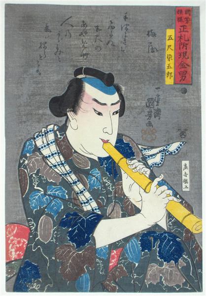 Shakuhachi player - Utagawa Kuniyoshi