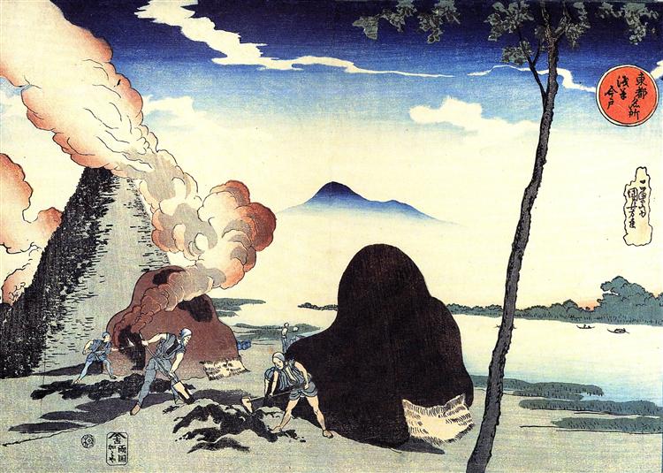 The kins at Imado - Utagawa Kuniyoshi