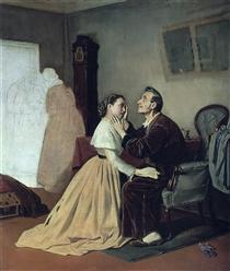 Arrival schoolgirl to a blind father - Vasili Perov