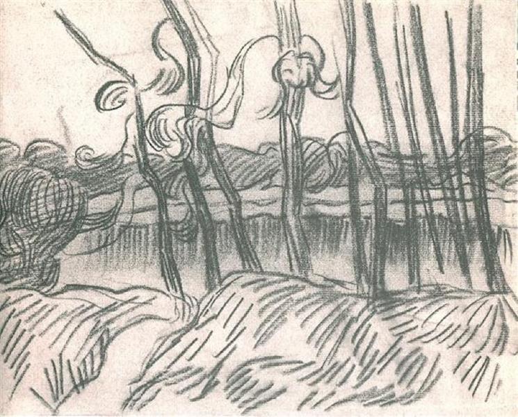 A Row of Bare Trees, 1889 - Винсент Ван Гог