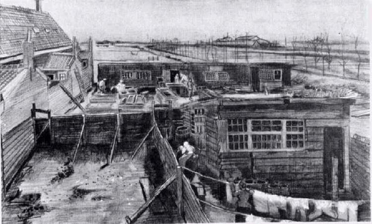 Carpenter's Yard and Laundry, 1882 - 梵谷