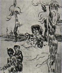 Carriage and Two Figures on a Road - 梵谷