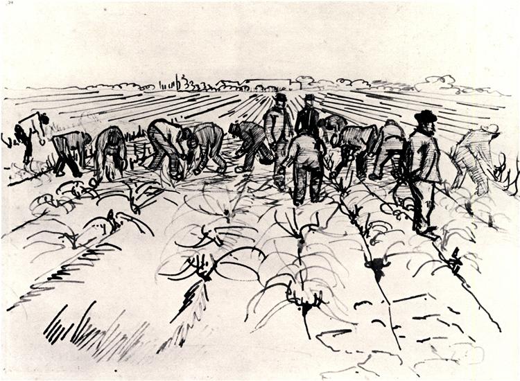 Farmers Working in the Field, 1888 - 梵谷