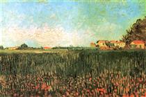 Farmhouses in a Wheat Field Near Arles - Винсент Ван Гог