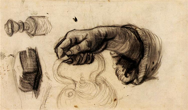 Hand with a Pot, the Knob of a Chair and a Hunk of Bread, 1885 - Vincent van Gogh