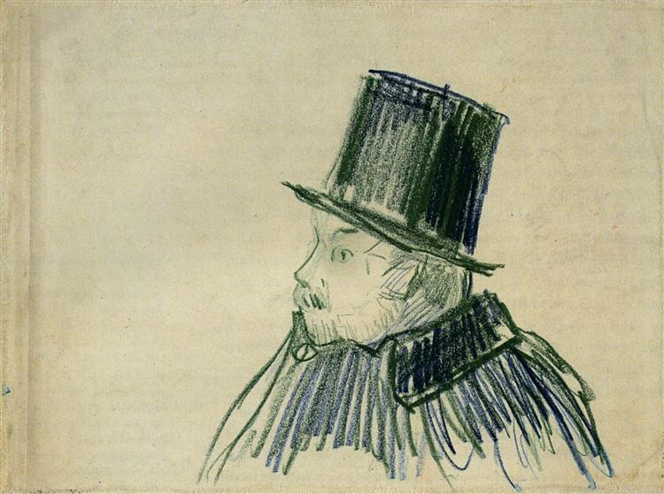 Head of a Man with a Top Hat, 1887 - Винсент Ван Гог