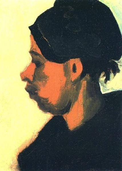 Head of a Peasant Woman with Dark Cap, 1885 - 梵谷