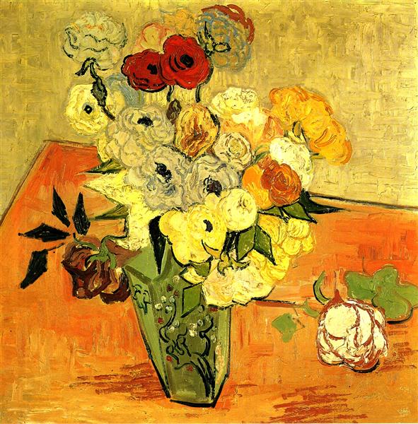 Japanese Vase with Roses and Anemones, 1890 - Vincent van Gogh