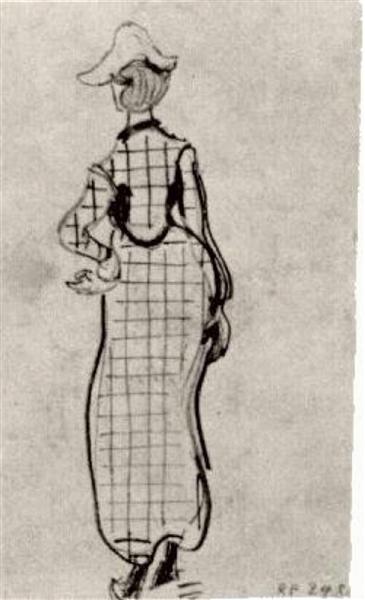 Lady with Checked Dress and Hat, 1890 - 梵谷