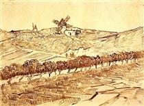 Landscape with Alphonse Daudet's Windmill - Вінсент Ван Гог