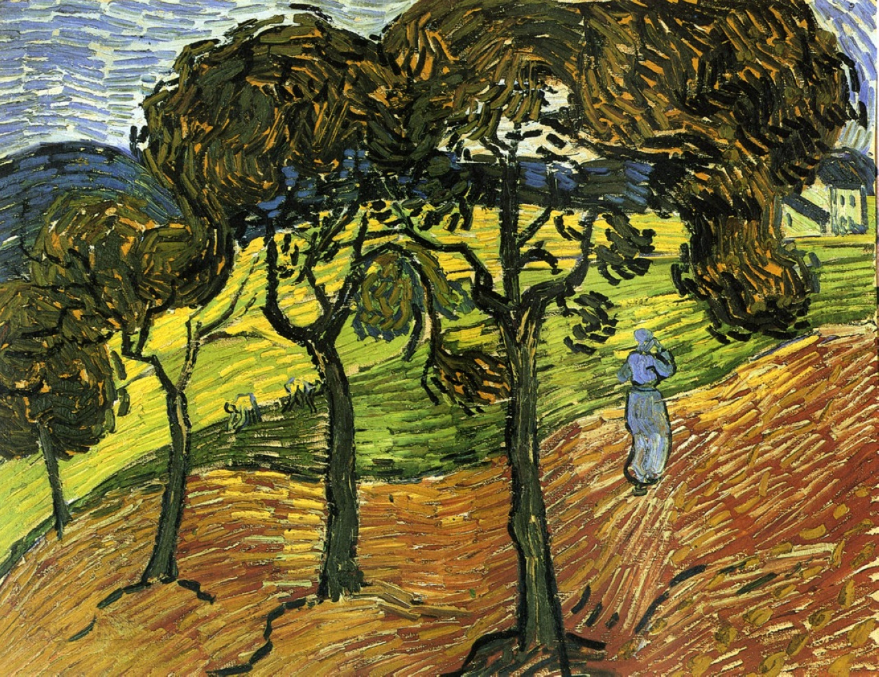 Landscape with Trees and Figures, 1889 - Vincent van Gogh - WikiArt.org
