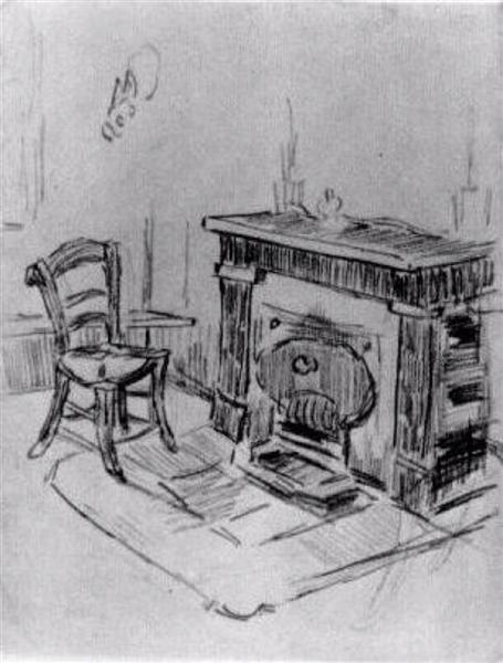 Mantelpiece with Chair, 1890 - Vincent van Gogh