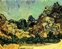 Mountains at Saint-Remy with Dark Cottage - Vincent van Gogh