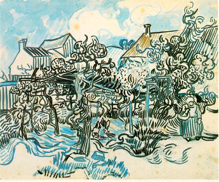 Old Vineyard with Peasant Woman, 1890 - 梵谷