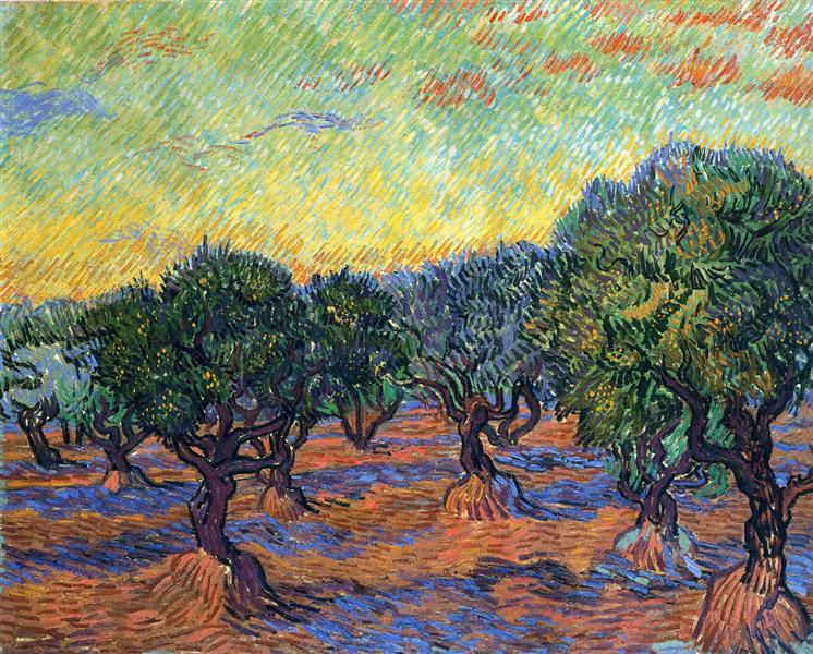 Olive Grove - Orange Sky, 1889 - Винсент Ван Гог
