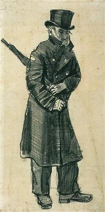 Orphan Man with Top Hat and Umbrella Under his Arm - Vincent van Gogh