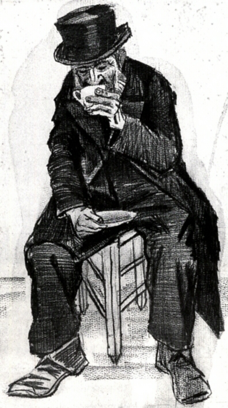 Orphan Man with Top Hat, Drinking Coffee, 1882 Vincent