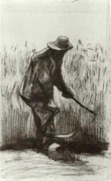 Peasant with Sickle, Seen from the Back, 1885 - 梵谷