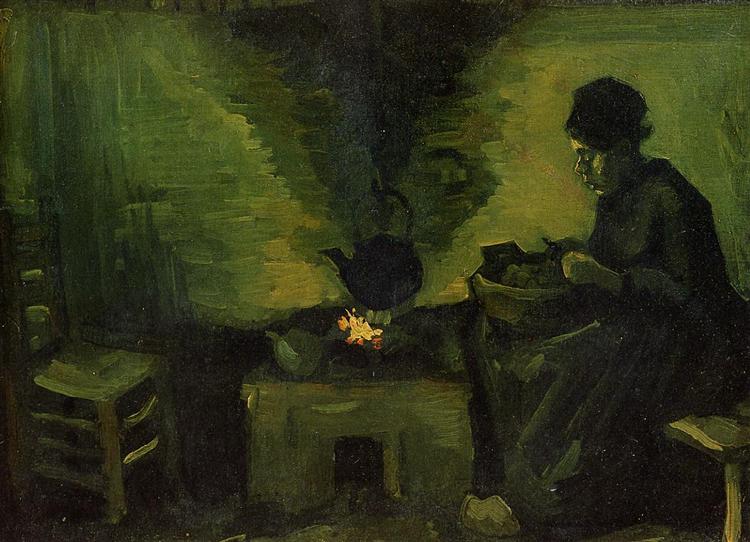 Peasant Woman by the Hearth, c.1885 - 梵谷