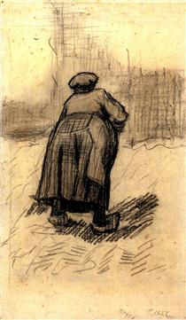 Peasant Woman Lifting Potatoes - Вінсент Ван Гог
