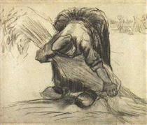 Peasant Woman, Picking Up a Sheaf of Grain - Vincent van Gogh
