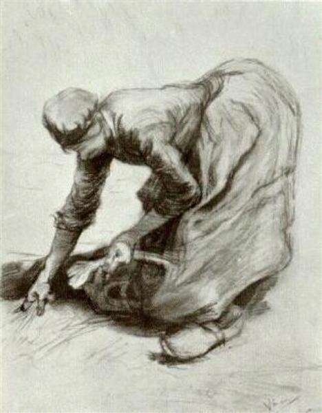 Peasant Woman, Stooping, 1885 - 梵谷