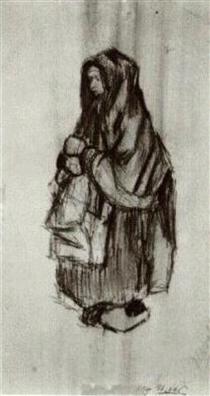 Peasant Woman with Shawl over her Head, Seen from the Side 2 - 梵谷