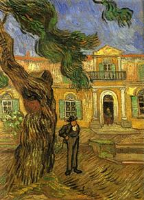 Pine Trees with Figure in the Garden of Saint-Paul Hospital - Vincent van Gogh