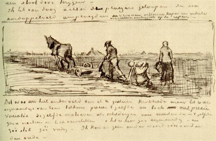 Plowman with Two Women, 1883 - Винсент Ван Гог