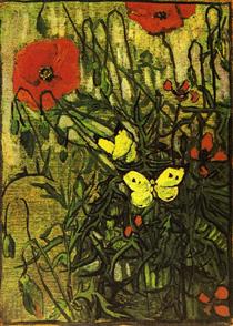 Poppies and Butterflies - Vincent van Gogh