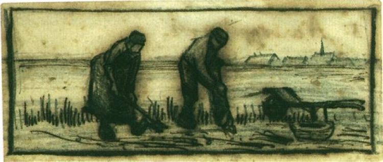 Збирання картоплі, дві фігури, 1884 - Вінсент Ван Гог