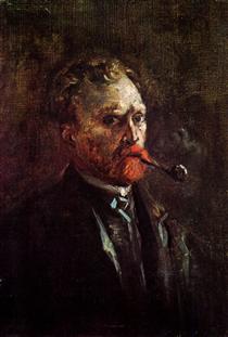 Self-Portrait with Pipe - Vincent van Gogh