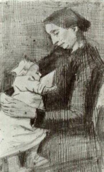 Sien Nursing Baby, Half-Figure, 1882 - Vincent van Gogh