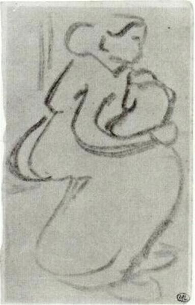 Sketch of a Woman with a Baby in her Lap, 1890 - 梵谷