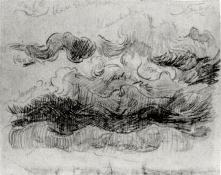 Sketch of Clouds with Colour Annotations, 1890 - 梵谷