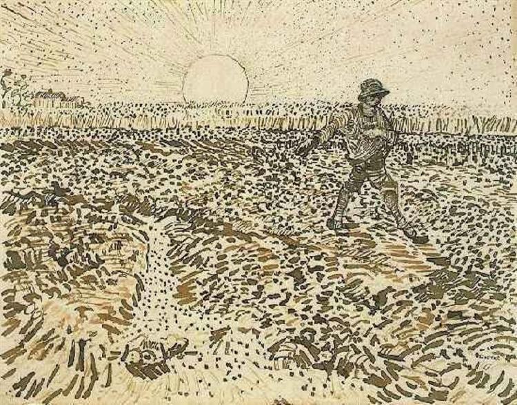 Сіятель із рукою в мішечку, 1888 - Вінсент Ван Гог