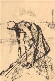 Stooping Woman with Net - Vincent van Gogh