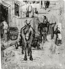 Studies of Donkey Carts - Винсент Ван Гог