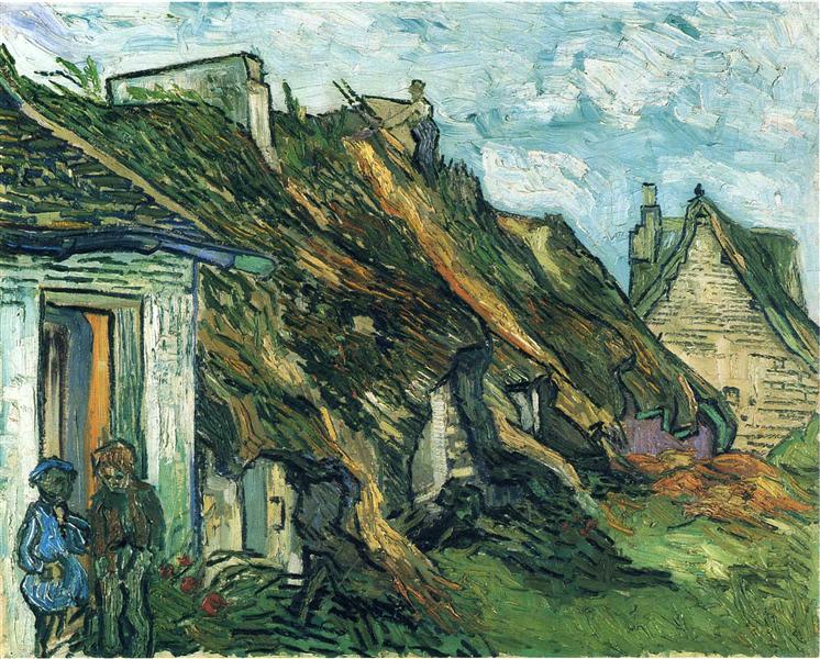 Thatched Sandstone Cottages in Chaponval, 1890 - Vincent van Gogh