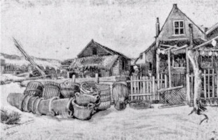 The fish drying barn at Scheveningen, c.1882 - 梵谷