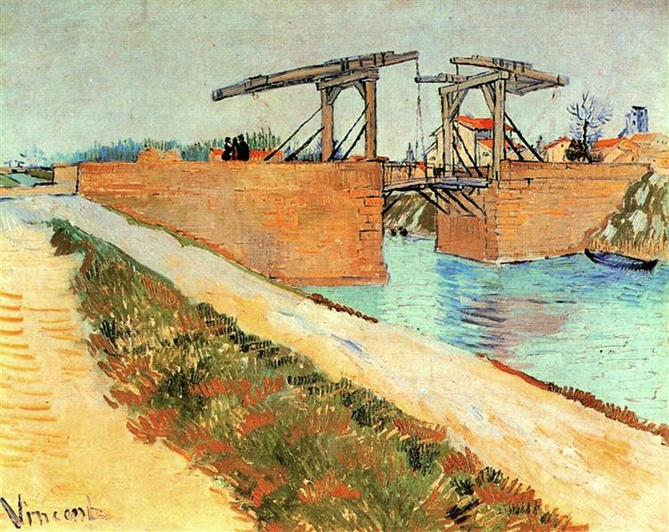 The Langlois Bridge at Arles with Road Alongside the Canal, 1888 - 梵谷