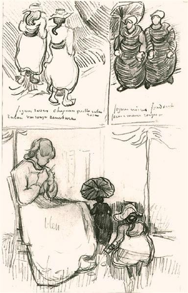 Three Studies, 1890 - Винсент Ван Гог