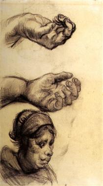 Two Hands and a Woman s Head - Vincent van Gogh