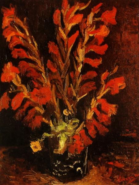 Vase with Red Gladioli, 1886 - 梵谷