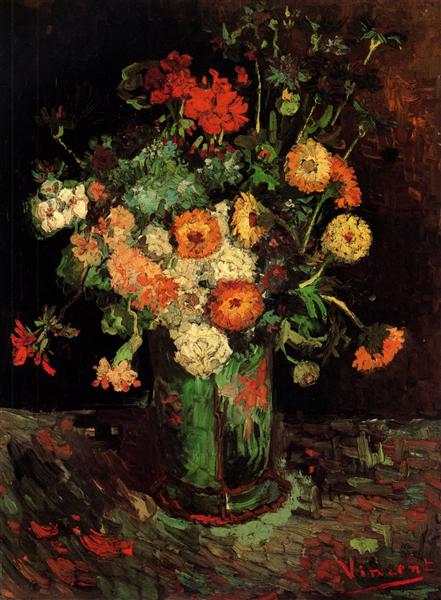 Vase with Zinnias and Geraniums, 1886 - Вінсент Ван Гог