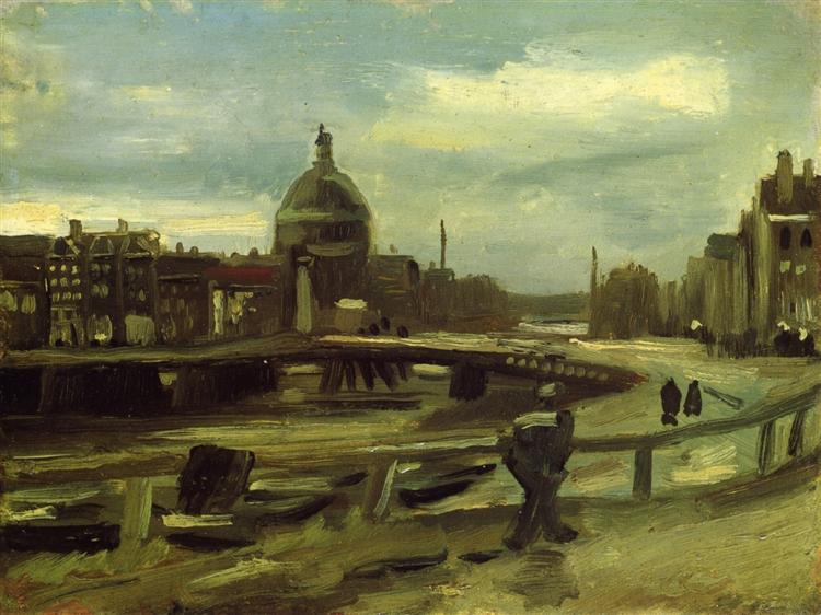 View on the Singel in Amsterdam, 1885 - 梵谷