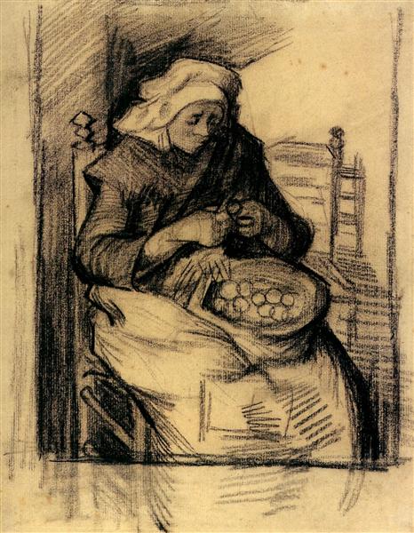 Woman Peeling Potatoes, 1885 - 梵谷