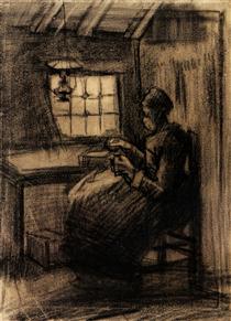 Woman Sewing - Винсент Ван Гог